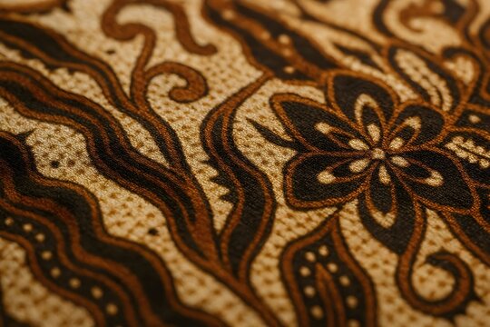 Indonesian Batik Fabric Texture Close Up with Selective Focus