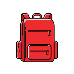 Fototapeta premium A vibrant red school backpack illustration isolated on white background.