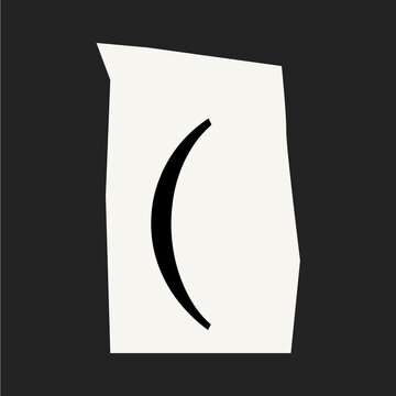 Parentheses sign in black&white papercut illustration