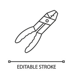 Obraz premium Combination pliers linear icon. Thin line illustration. Contour symbol. Vector isolated outline drawing. Editable stroke