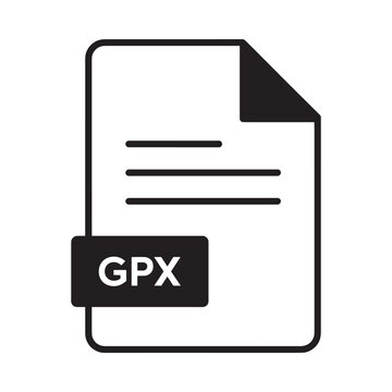 A black and white vector icon depicting a gpx file document