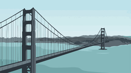Fototapeta premium Minimalist flat design illustration of the iconic Golden Gate Bridge