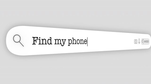 Search Bar Internet browser Animation with typing of the "find my phone" word usefull for 4K video footage
