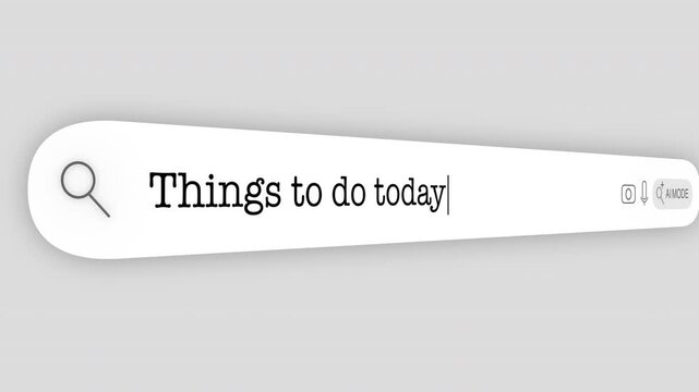 Search Bar Internet browser Animation with typing of the "things to do today" word usefull for 4K video footage