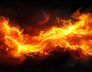 Fototapeta premium A vibrant orange and red flame-like stream against a dark backdrop. The flames twist and swirl, creating a dynamic visual