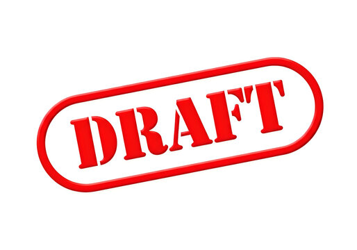 Red oval stamp with the word draft prominently displayed