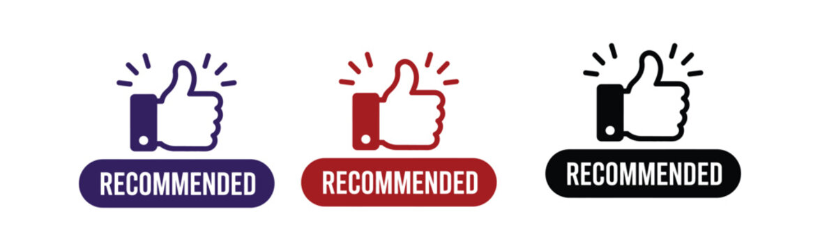 Recommended thumbs up approval icons set