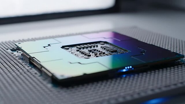 Close up of a modern processor on a printed circuit board