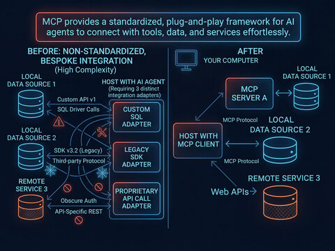 Model Context Protocol MCP Standardized AI Integration Comparison Infographic
