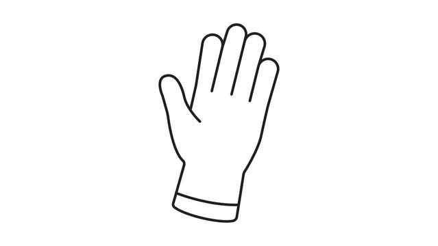 Minimalist Surgical Glove Vector Icon with Editable Stroke. Black Line Art Illustration of a Protective Rubber Glove for Medical, Cleaning, and Healthcare Use on a White Background.