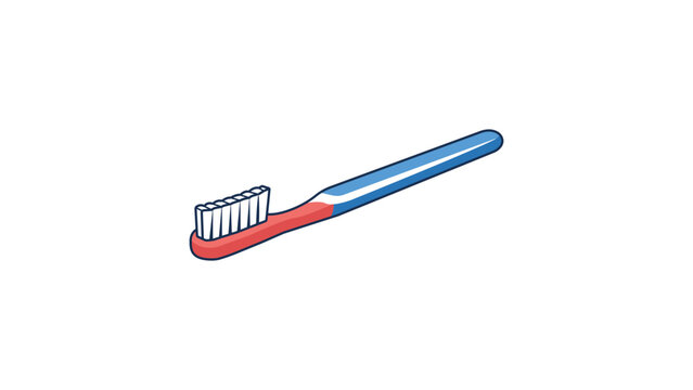 Modern Toothbrush Vector Icon Illustration with Editable Stroke. A clean flat design of a plastic toothbrush for dental hygiene and oral care, isolated on white background for easy customization.