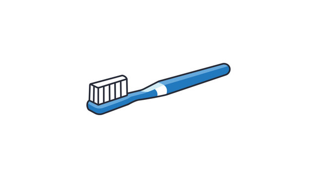 Blue Toothbrush Vector Icon for Dental Hygiene and Oral Care. Modern Flat Illustration with Editable Stroke and Adjustable Line Weight, Perfect for Healthcare, Bathroom, and Personal Care Design.