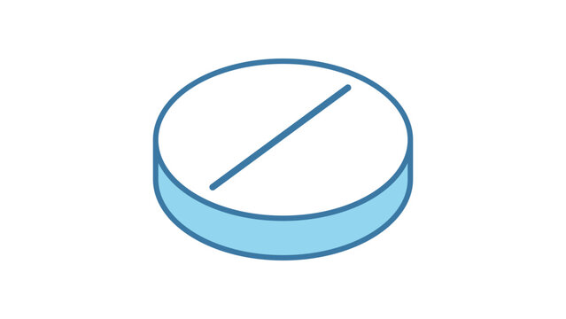 Round Scored Tablet Pill Vector Icon Illustration with Editable Stroke. Modern flat design of a medical drug or vitamin supplement on white background for healthcare and pharmacy concepts.
