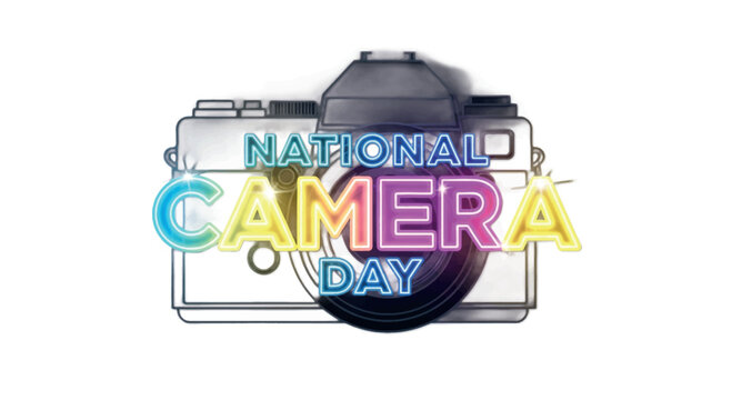 National Camera Day, colorful camera icon, vector illustration, photography celebration