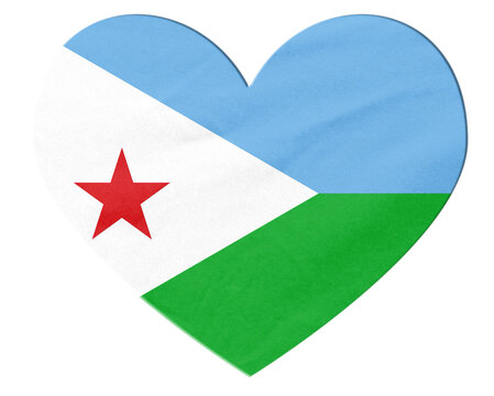 Djibouti flag heart shape on transparent background