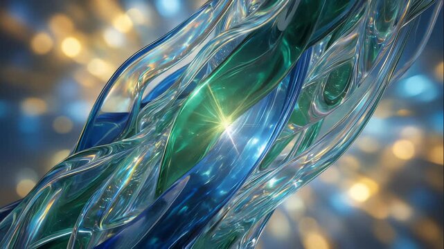 Abstract translucent flowing glass liquid waves 4K seamless loop background