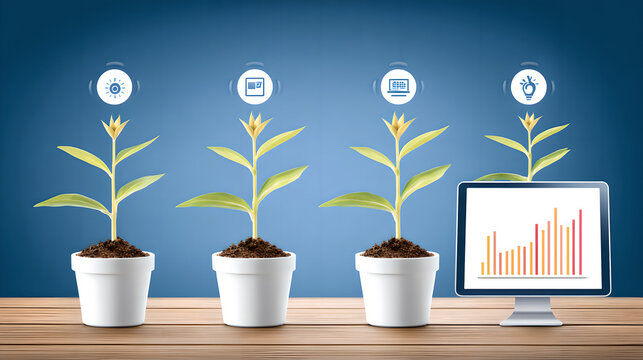 normalizing. Nature and technology concept with organic plant patterns merging with geometric green and silver shapes. product launch decks.