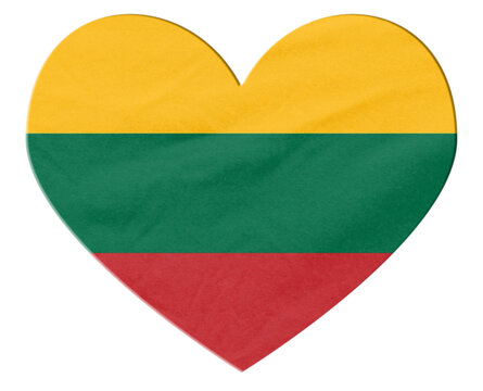 Lithuanian flag in heart shape symbolizing love nation