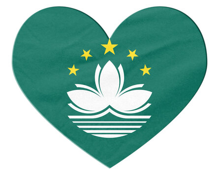 Macau flag heart shape with transparent background