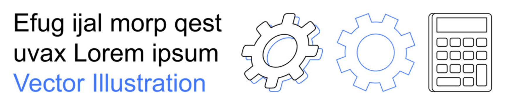 Engineering, technology, mathematics, productivity, business tools, innovation. Minimal gear symbols next to a calculator. Engineering and technology concept for tool design or process improvement