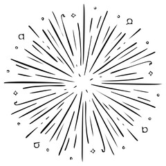 Obraz premium Drawn Starburst Radiating Lines Exploding Effect Retro Design Element