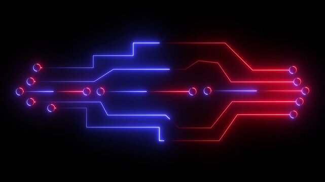 Abstract circuit board icon glowing neon lines. simple logotype icon concept. Close-up of computer processors technology concept black background.
