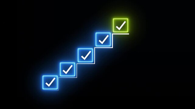 Checklist and task progress tracking concept on transparent background. Productivity, goal setting, and efficient project management. Motion graphics of progress icons. 4k video animation.