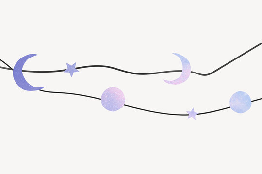 Space bunting background, purple galaxy illustration