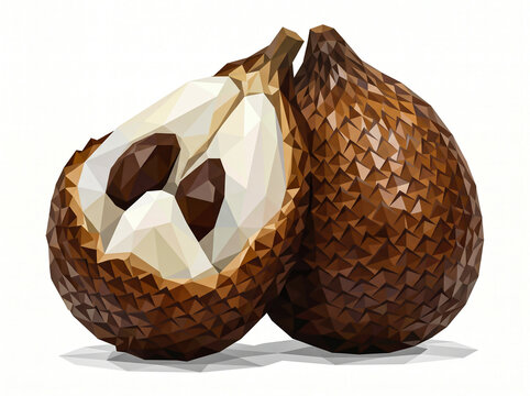 Salak snake fruit low poly illustration isolated on white background