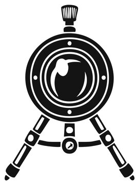 Stylized Vintage Camera Lens with Tripod Graphic Icon