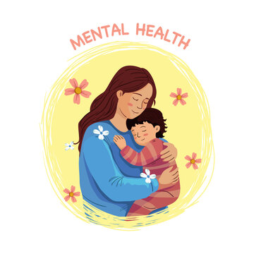 Loving Mother Embracing Child for Mental Health and Emotional Support Concept