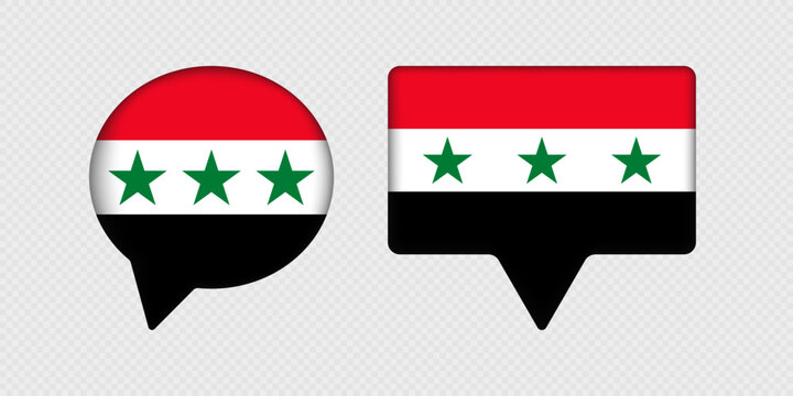 Flag of Syria in speech bubble.