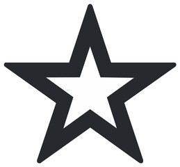 Obraz premium Bold five pointed star shape outline with white inner star and dark gray border against white background