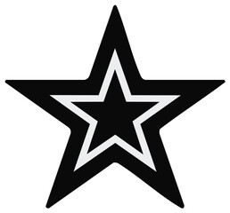 Obraz premium Black and White Star Design with Nested Outline, Five Pointed Shape Illustration