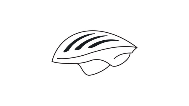 Minimalist Bicycle Helmet Vector Icon Illustration with Editable Stroke. Hand-Drawn Aerodynamic Cycling Safety Gear Outline on White Background for Sports, Protection, and Outdoor Activity.