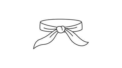 Minimalist Karate Headband Black Line Vector Icon on White Background. Folded Hachimaki Symbol for Martial Arts, Sports, and Discipline. Editable Stroke Vector Illustration for Graphic Design. © MstSamrina
