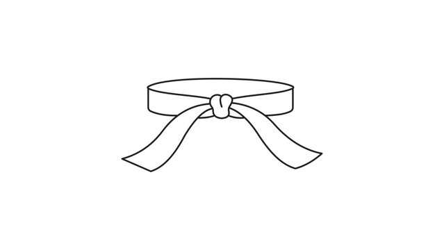 Minimalist Karate Headband Vector Icon with Editable Stroke. Clean black line illustration of a traditional martial arts hachimaki on white background, perfect for sports and fitness branding.