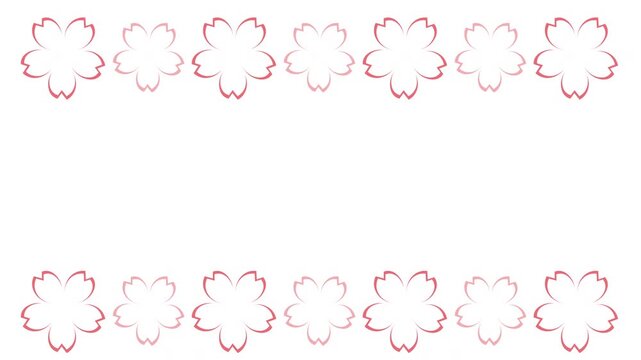 桜の花02 枠 大小 桜色 2色 パターン03 背景 白 ループ