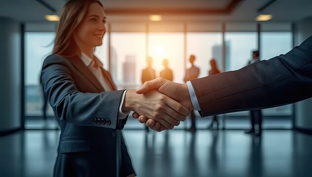 Business Handshake Agreement in Office