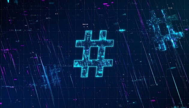 Abstract digital hashtag graphic