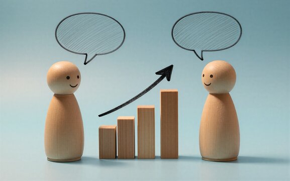 Two smiling figures converse their dialogue growing stronger with