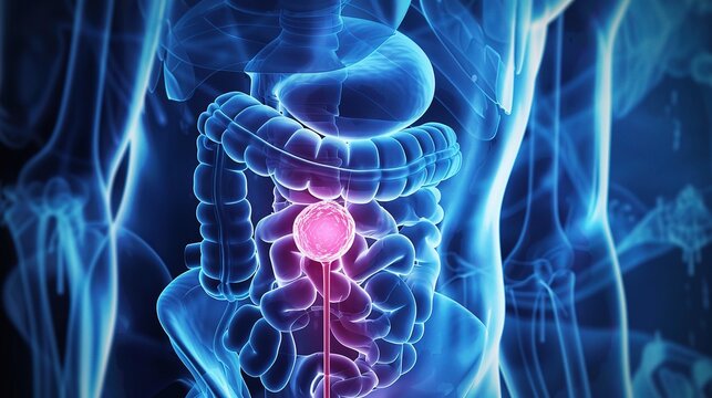 Medical illustration of bladder cancer focusing on urinary tract tumor pathology, cystoscopy diagnosis, clinical staging and comprehensive treatment for urological oncology research and education