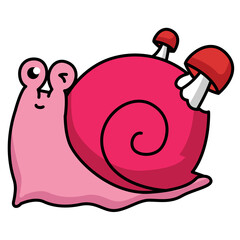 Fototapeta premium Illustration of cute pink snail mascot design