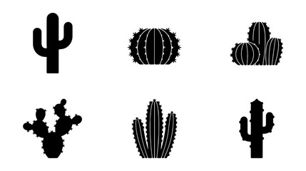 Cactus, succulent, icon set, black silhouette, vector graphics © Riya