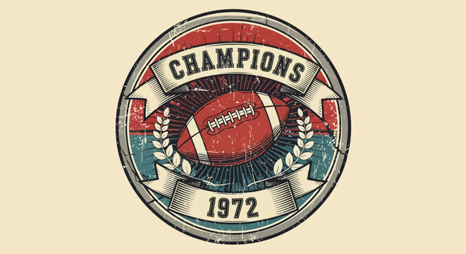 American football champions vintage badge 1972.