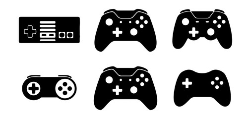 Gaming controller icons, video game symbols, controller set, gamepad illustrations © Shakil