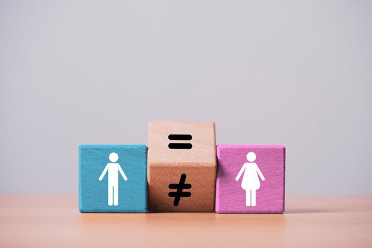 Gender equality concept with male and female icons and equal sign represent diversity, inclusion, equal rights, workplace fairness, social balance and promoting equality in modern business and society