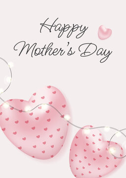 Mother's Day with hearts. Simple vector banner.