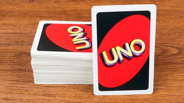 Uno card game cards. Uno was developed in 1971 by Merle Robbins in Reading, Ohio on April 29,2026 in Bogor, Indonesia