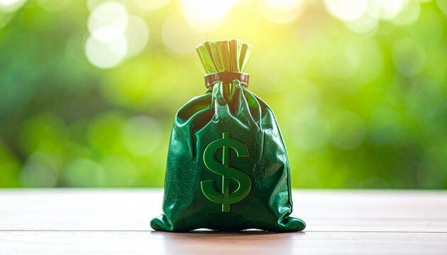 Prompt: Emerald money bag symbolizing wealth and growth